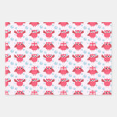 Geschenkpapier aus rosa und gelber Eule Set (Vorderseite)