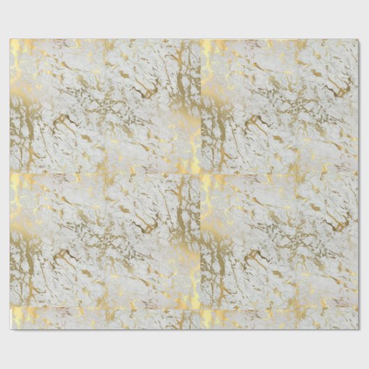 Geschenkpapier aus weißem und goldfarbenem Marmor (Flach)