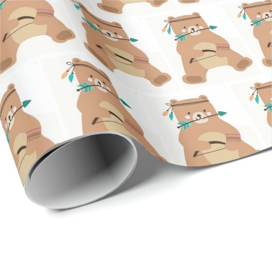 Geschenkpapier - Baby Tapferer Bär (Rolleneckpunkt)