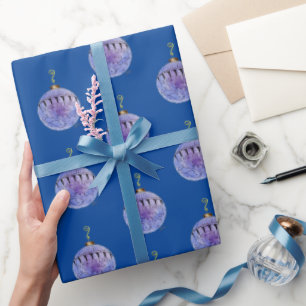 Geschenkpapier - Baumschmuck auf dunkelblau