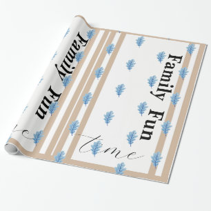 Geschenkpapier Beige & Weiß Streifen Familie Spaß