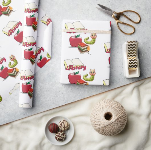 Geschenkpapier Bibliothekar Bücherwurm Apfel (Kunsthandwerk)