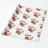 Geschenkpapier Bibliothekar Bücherwurm Apfel (Ungerollt)