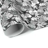 Geschenkpapier : Blätter Silhouette (weiß) (Rolleneckpunkt)