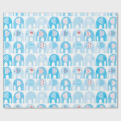 Geschenkpapier - Blaue Elefanten (Flach)
