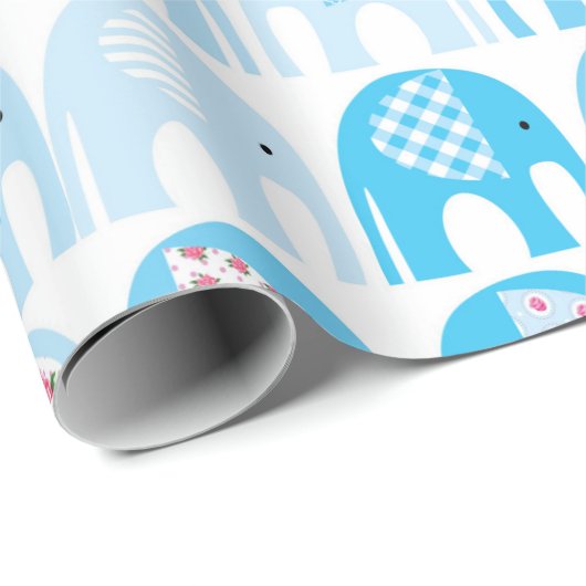 Geschenkpapier - Blaue Elefanten (Rolleneckpunkt)