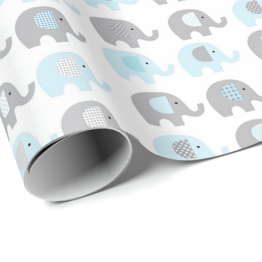 Geschenkpapier - Blaue Elefanten (Rolleneckpunkt)