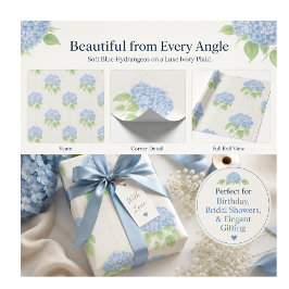 Geschenkpapier | Blaue Hortensie | Luxuriöses Elfe