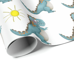 Geschenkpapier - Blauer Dino