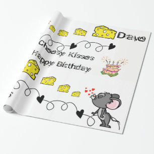 Geschenkpapier Cheesy Mousey Kisses Alles Gute zum