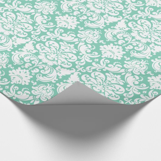 Geschenkpapier | Damask Floral Minze Green (Ecke)