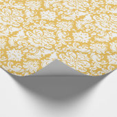 Geschenkpapier | Damast Blumen Gelb Weiß (Ecke)