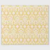 Geschenkpapier | Damast Blumen Gelb Weiß (Flach)