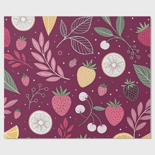 Geschenkpapier – Deep Plum Fruit Muster von JoyCry (Flach)