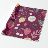 Geschenkpapier – Deep Plum Fruit Muster von JoyCry (Ungerollt)