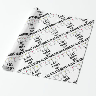 GESCHENKPAPIER, EIN MÄDCHEN BRAUCHT IHRE ACCESSOIR GESCHENKPAPIER