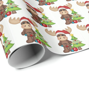 Geschenkpapier - Elch-Weihnachtsbaum-Freude