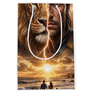 Geschenkpapier Epic Lion and Warrior Sunset Mittlere Geschenktüte