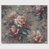 Geschenkpapier florale Pflaume Kupfer-Rose (Flach)