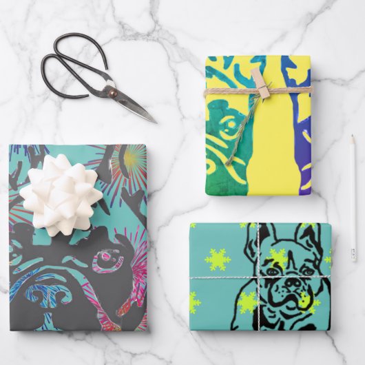 Geschenkpapier französische Bulldogge (Vorderseite)