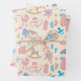 Geschenkpapier für Babydusche (Set von 3 Bettdecke Set