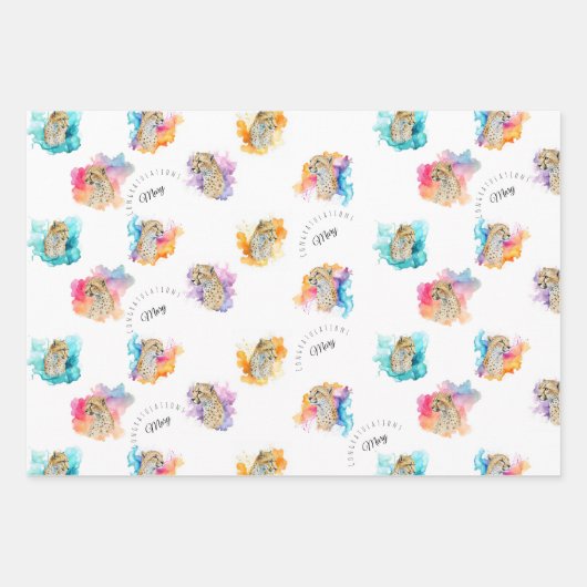 Geschenkpapier für benutzerdefinierte Cheetah Set (Vorderseite 2)