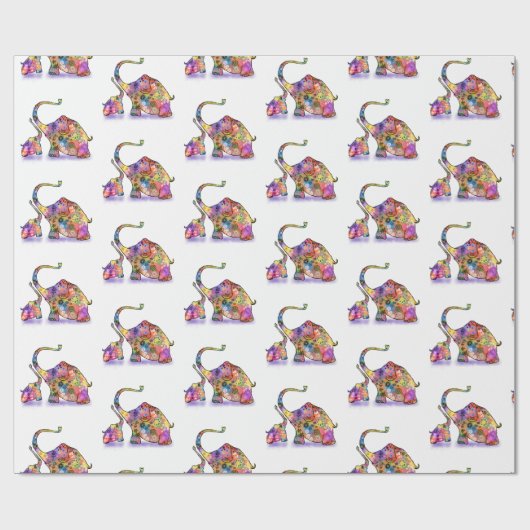 Geschenkpapier für Mutter und Baby Elephant (Flach)