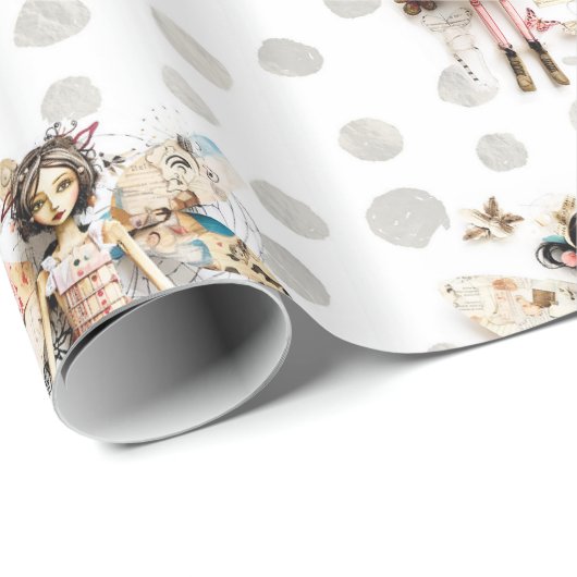 Geschenkpapier für Papierpuppen, Packpapier (Rolleneckpunkt)