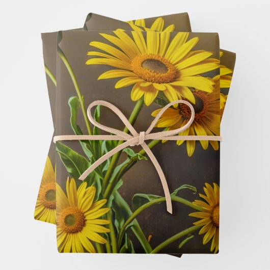 Geschenkpapier (Gelbe Gänseblümchen) Set (Beispiel)