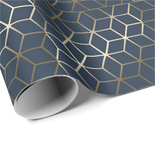 Geschenkpapier - geometrisches Silber und Blau/Gra