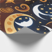 Geschenkpapier - Goldenes Ocker Himmelsmondmuster (Ecke)