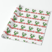 Geschenkpapier Grün Kaktus Orange Blumen Floral  (Ungerollt)