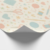 Geschenkpapier — Häkeldesign in Pastelltönen (Ecke)