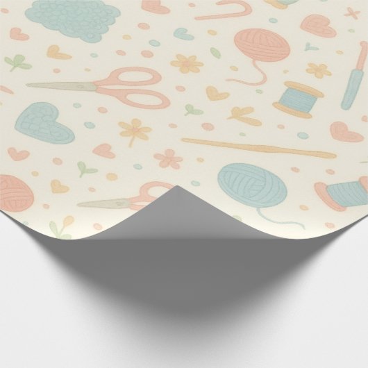 Geschenkpapier — Häkeldesign in Pastelltönen (Ecke)
