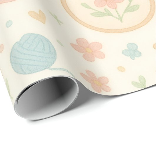 Geschenkpapier — Häkeldesign in Pastelltönen (Rolleneckpunkt)