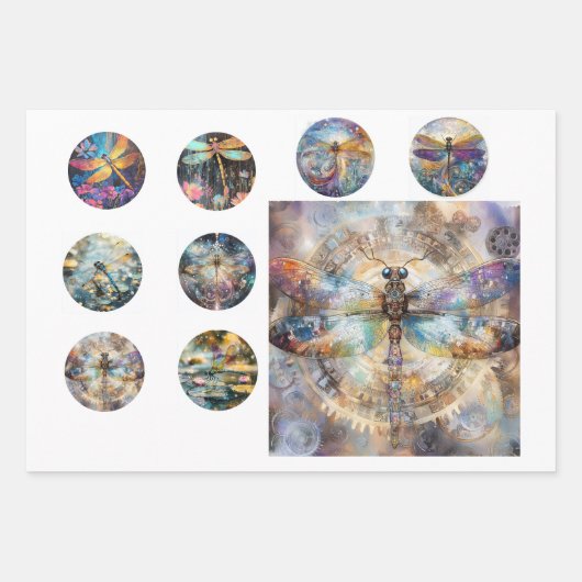 Geschenkpapier-Harz-Fliese & Untersetzer Libellen- Geschenkpapier Set (Vorderseite)