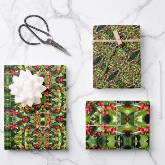 Geschenkpapier Holly Berries Set (Vorderseite)