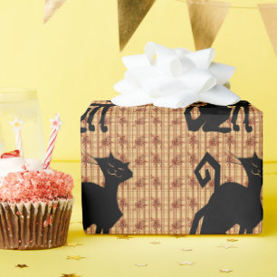 Geschenkpapier - Katze in Herbsttönen Braun und Be