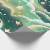 Geschenkpapier – Luxuriöses Mintgrün Himmelskörper (Ecke)