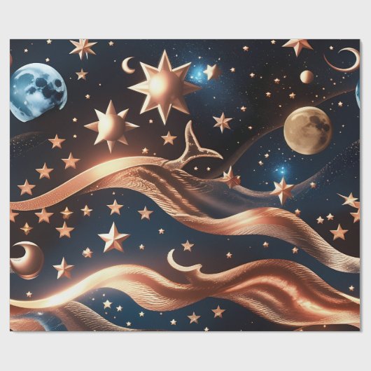 Geschenkpapier – Luxus-Bronze-Himmelsmond Premium (Flach)
