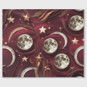 Geschenkpapier – Luxus-Garnetrot Himmelsmond (Flach)