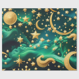 Geschenkpapier – Luxus Smaragd Himmel Mond
