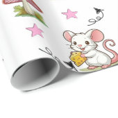 Geschenkpapier Maus Käse Rosa Herzen Pilz (Rolleneckpunkt)