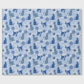 Geschenkpapier mit blauen Katzen (Flach)