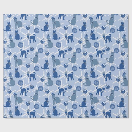 Geschenkpapier mit blauen Katzen (Flach)
