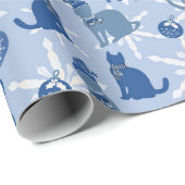 Geschenkpapier mit blauen Katzen (Rolleneckpunkt)