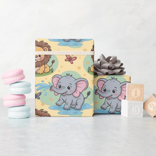 Geschenkpapier mit Cartoon-Tieren