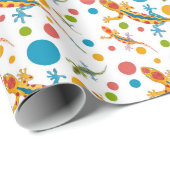 Geschenkpapier mit farbenfrohem Gecko-Design (Rolleneckpunkt)