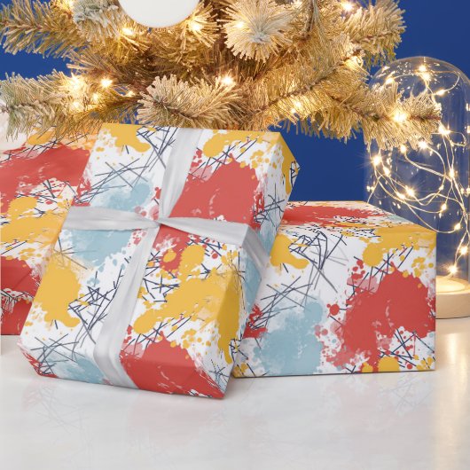 Geschenkpapier mit farbenfrohen Sprenkeln und Lini (Feiertage)