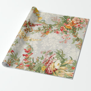 Geschenkpapier mit floraler Vintage-Illustration